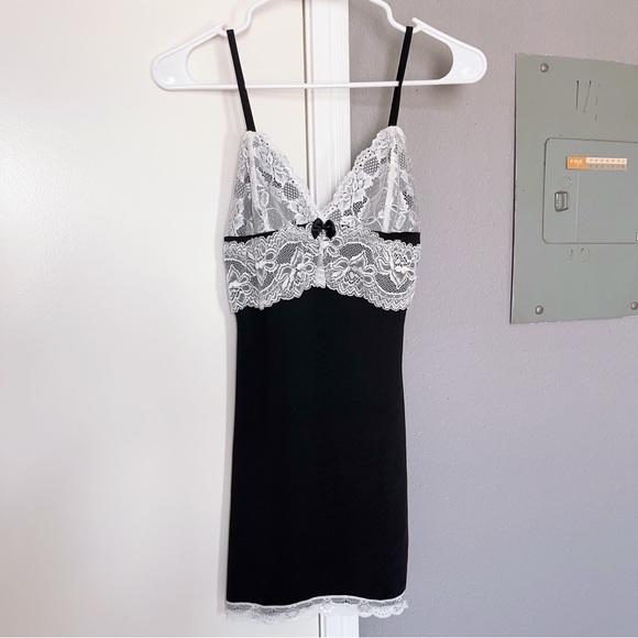 YesStyle Dresses Yesstyle Black Bodycon Dress With White Lace